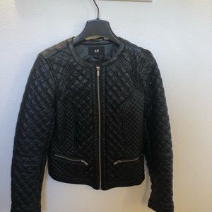 H&M quilted faux leather moto jacket